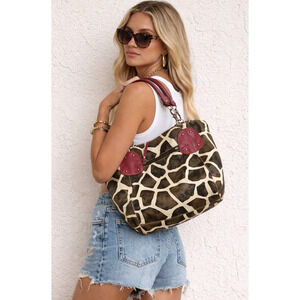 Y2K 90s Miche Red Giraffe Statement Slouchy Hobo‎ Bag